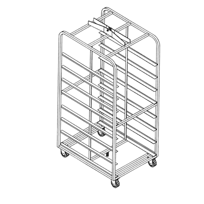 Magna Heavy Duty, Double Side Load Stainless Dahlen / Gemini Style Roller Lift Oven Rack, 72"H, 2"/30 Spacing, Item 8200