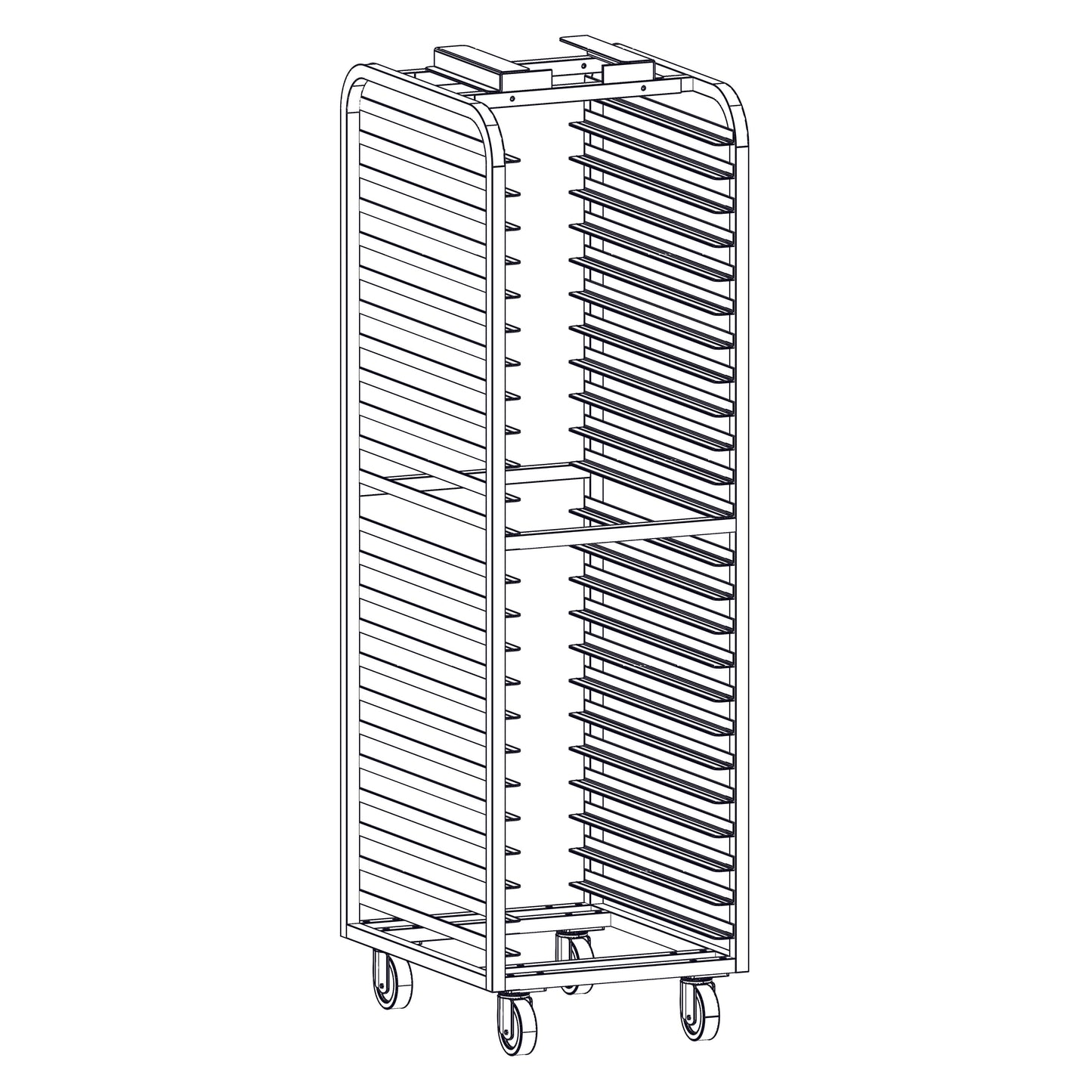 Magna Heavy Duty, Single End Load Stainless Empire Style Channel Lift Oven Rack, 3"/20 Spacing, Item 23980-SS-20-MOD1