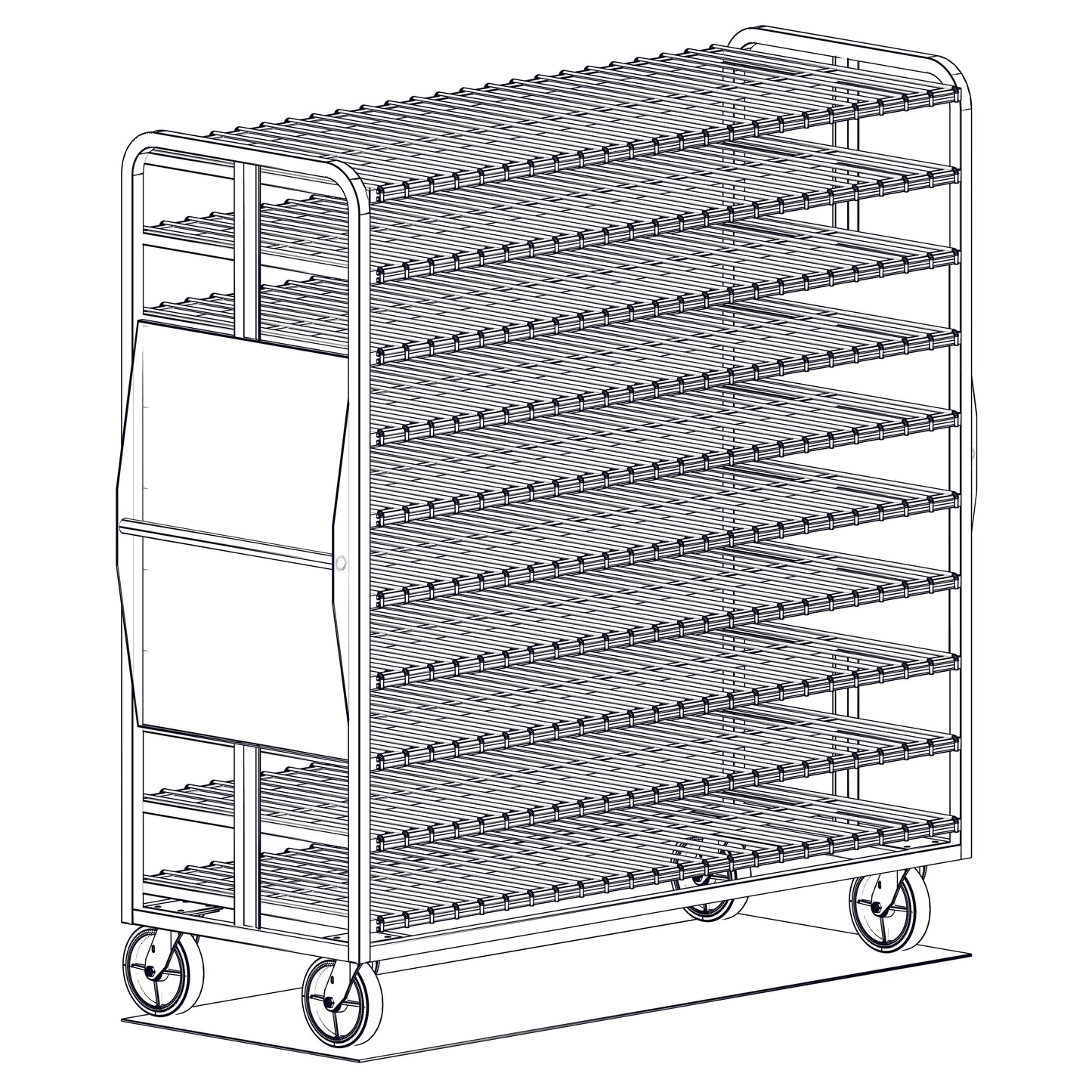 Cooling Rack, Heavy Duty, Production Bakery Application, Stainless Steel, Plate Casters, Item 25859