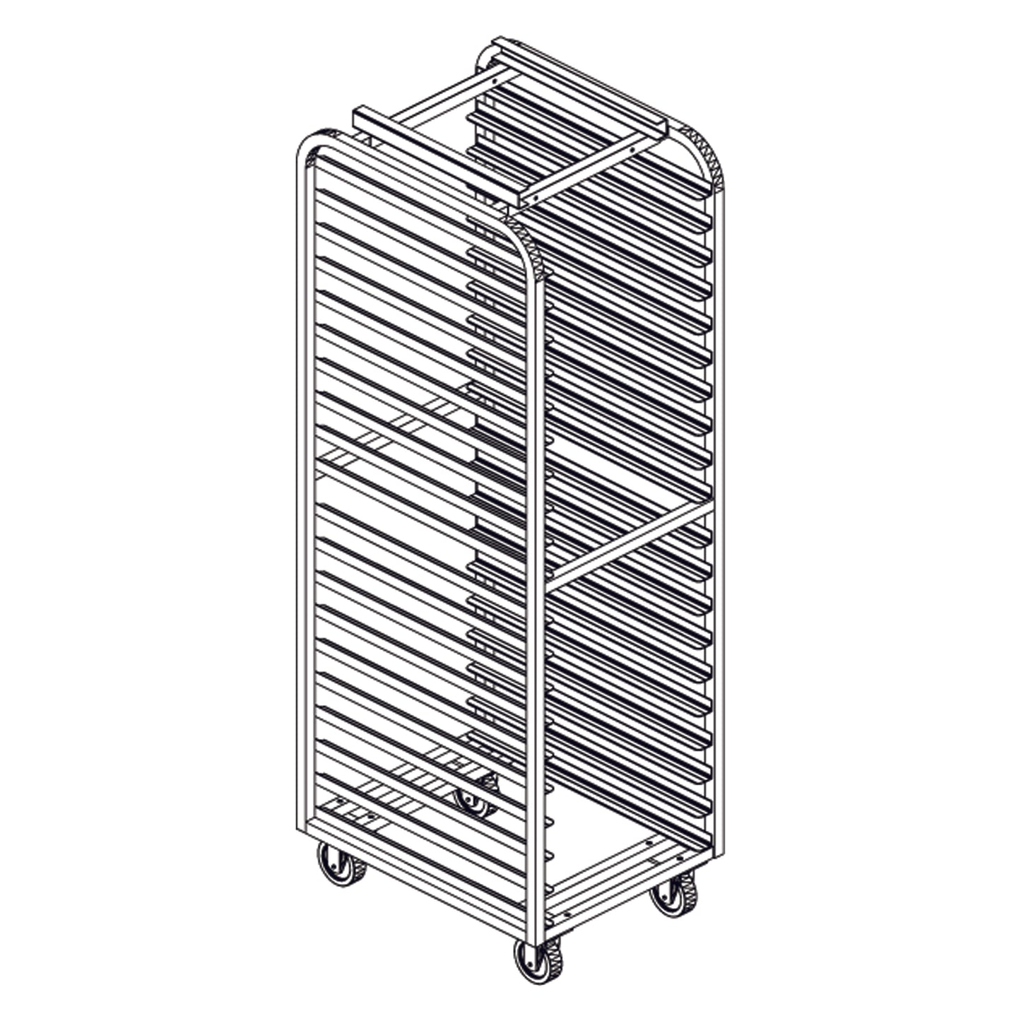LBC Aluminum Oven Rack, Single End Load, 3"/20 Spacing, Heavy Duty, Item 6429_LBC