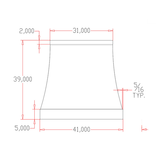 Lynndale #200406 Stainless Steel Range Hood #4 Finish with #8 Accent – 41"W x 24"D x 39"H