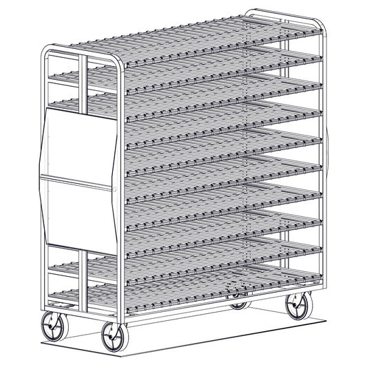 Cooling Rack, Heavy Duty, Production Bakery Application, Stainless Steel, Plate Casters, Item 25859
