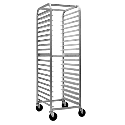 Magna 4" Spacing, 14-Pan Capacity, Heavy Duty End Load All Welded Aluminum Bun Pan Rack, Stem Casters, Item 1814-P